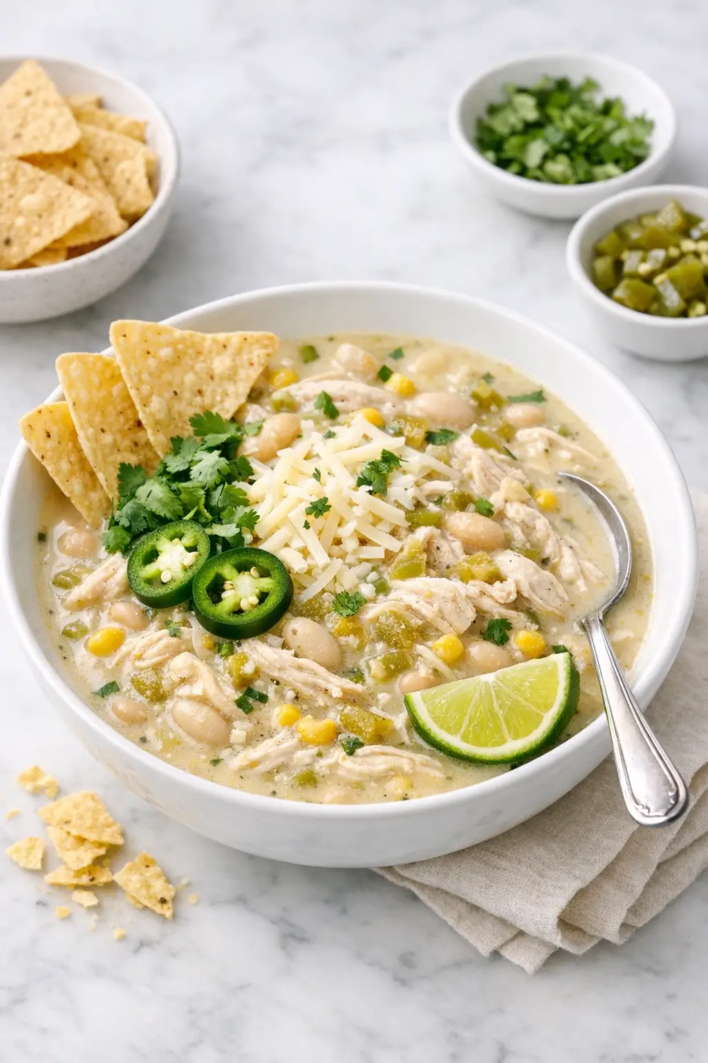 Slow Cooker White Chicken Chili with Green Chiles