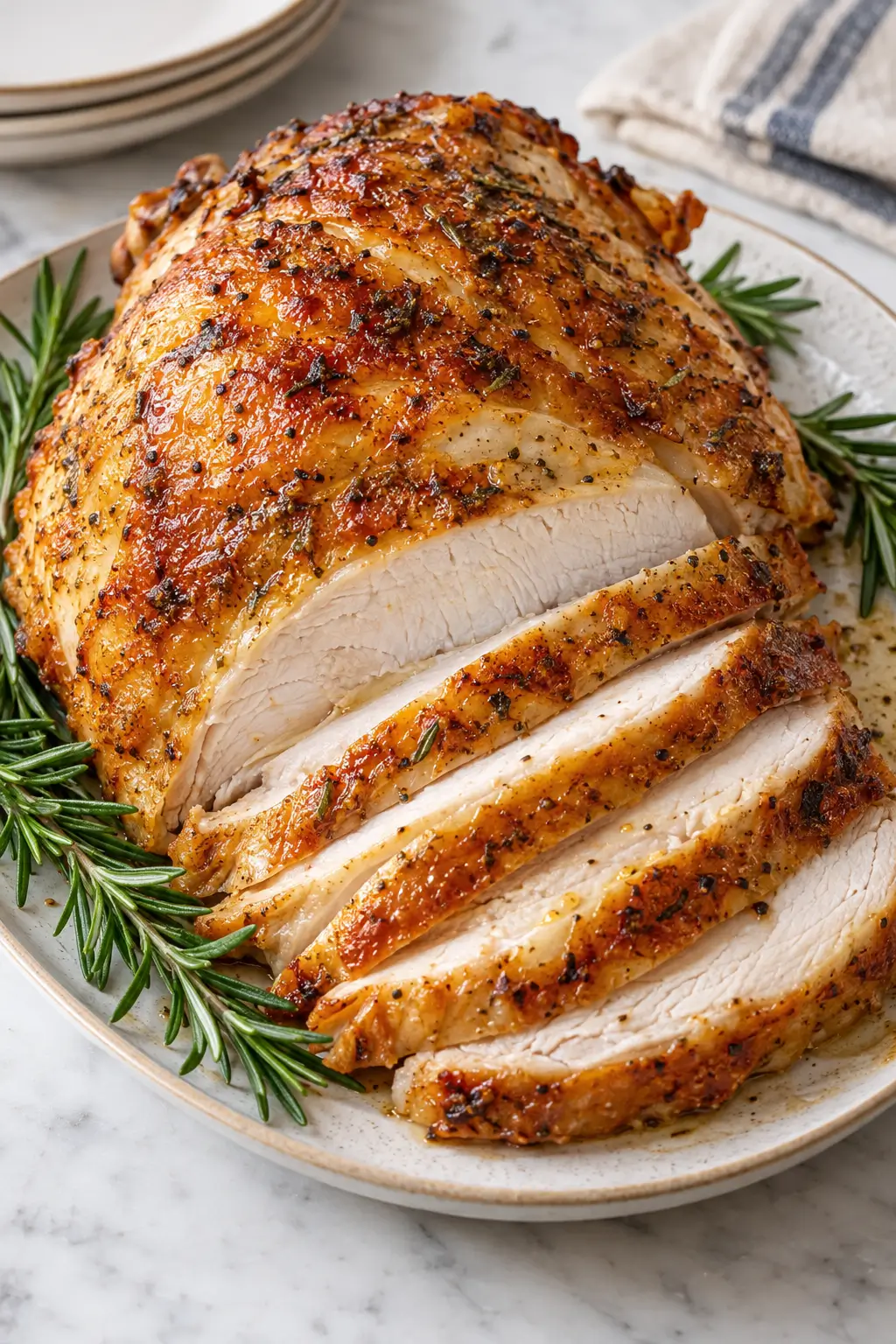 Easy Turkey Brine That Keeps Thanksgiving Breast Meat Juicy served and ready to enjoy