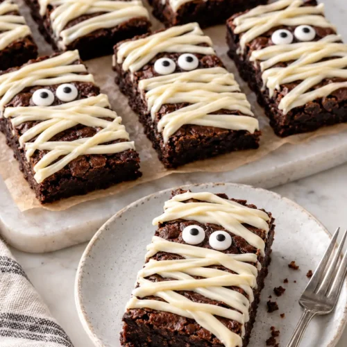 Mummy Brownies with White Chocolate Wrap Kids Can Decorate