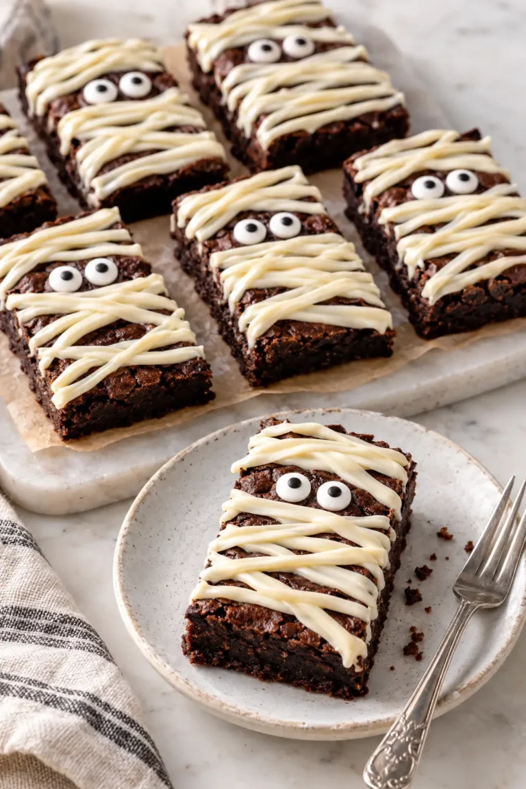 Mummy Brownies with White Chocolate Wrap Kids Can Decorate
