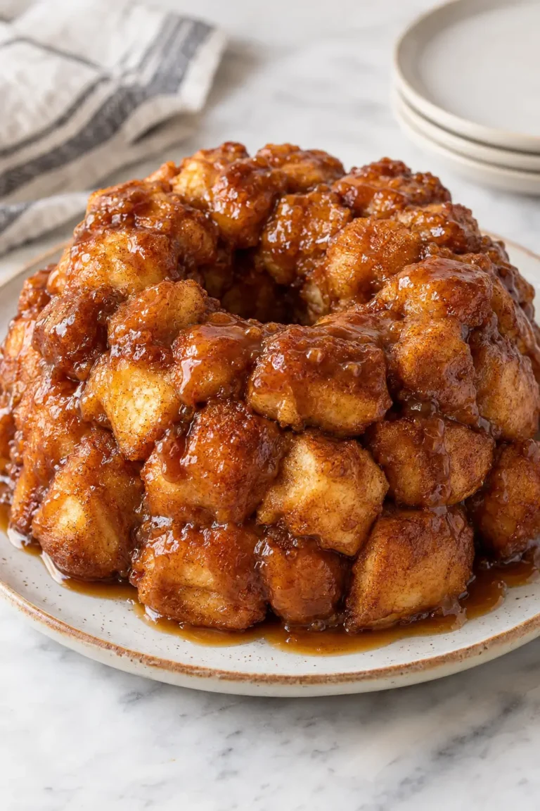 Pull-apart monkey bread with caramel glaze