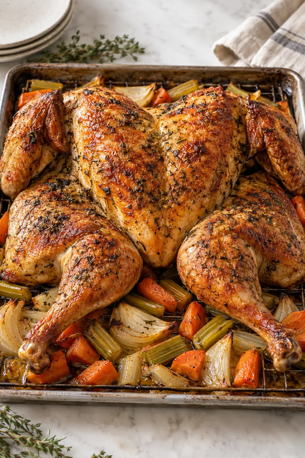 Spatchcock Turkey with Dry Brine, Crisp Skin in 90 Minutes served and ready to enjoy